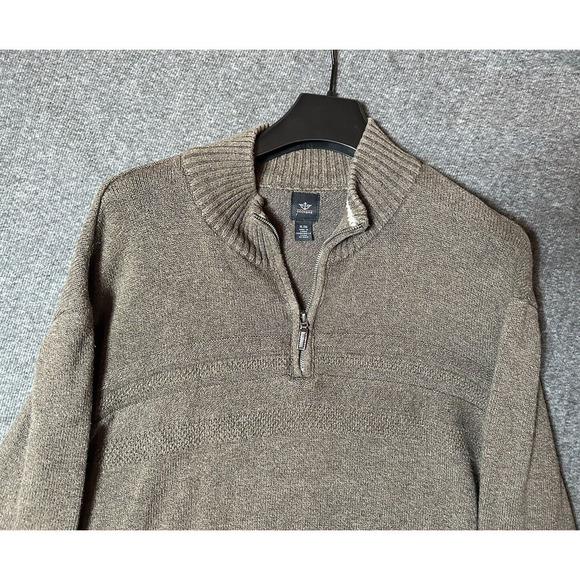 Dockers Sweater Mens Large 1/4 Zip Brown Mock Neck Long Sleeve Preppy Outdoor - Picture 2 of 8